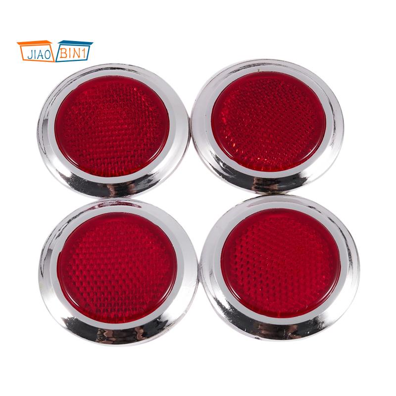 4pcs Stiker Reflektif Bulat Bahan Plastik Warna Merah Untuk Mobil