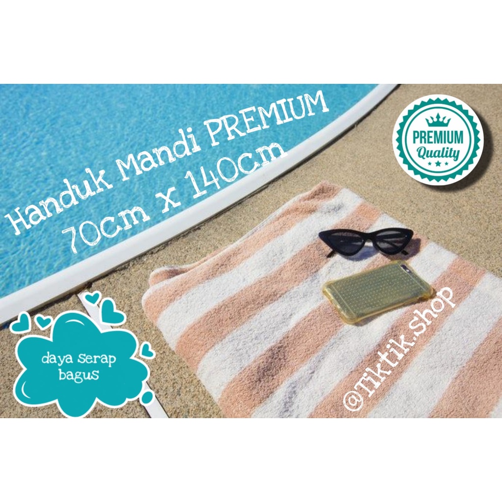 Handuk Mandi Salur PREMIUM Quick Dry Microfiber Bulu Garis Lembut 70x140 Super Serap Air