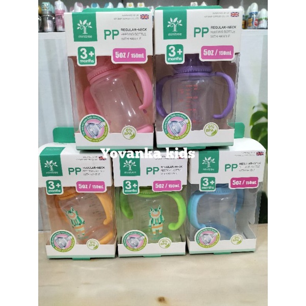 Botol Susu Nipple Ulir Dengan Pegangan Karakter Lucu BPA Free/SlimNeck 150 ml