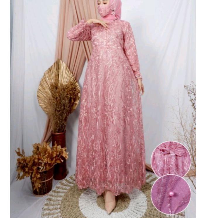 Paling Dicari.. GAMIS MODERN BROKAT TULLE AJC 1/GAMIS TERBARU/GAMIS MUSLIM