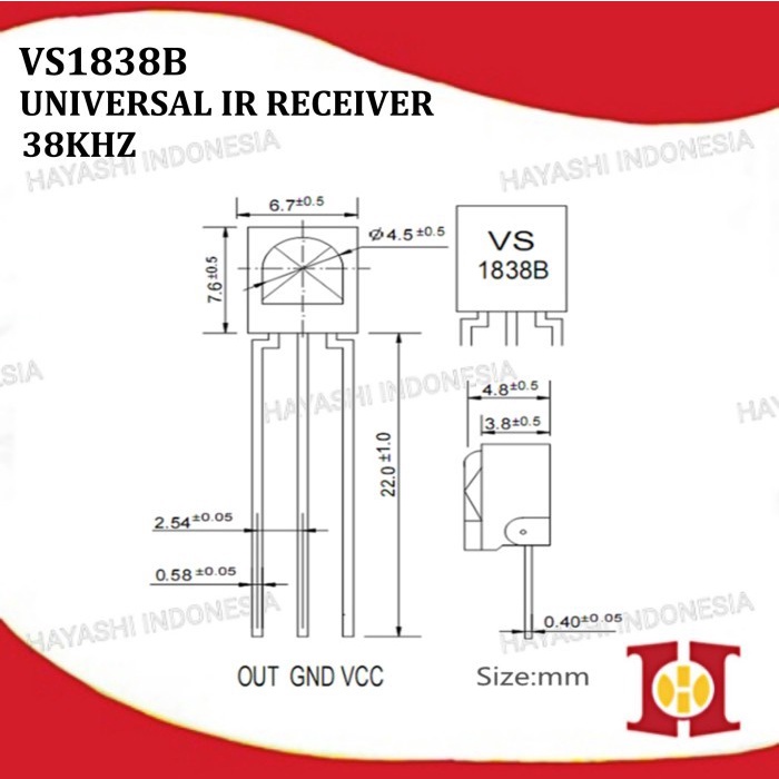 VS1838B IR Receiver Universal Sensor Penerima Infrared TL HX 1838 AK77 - 10PC