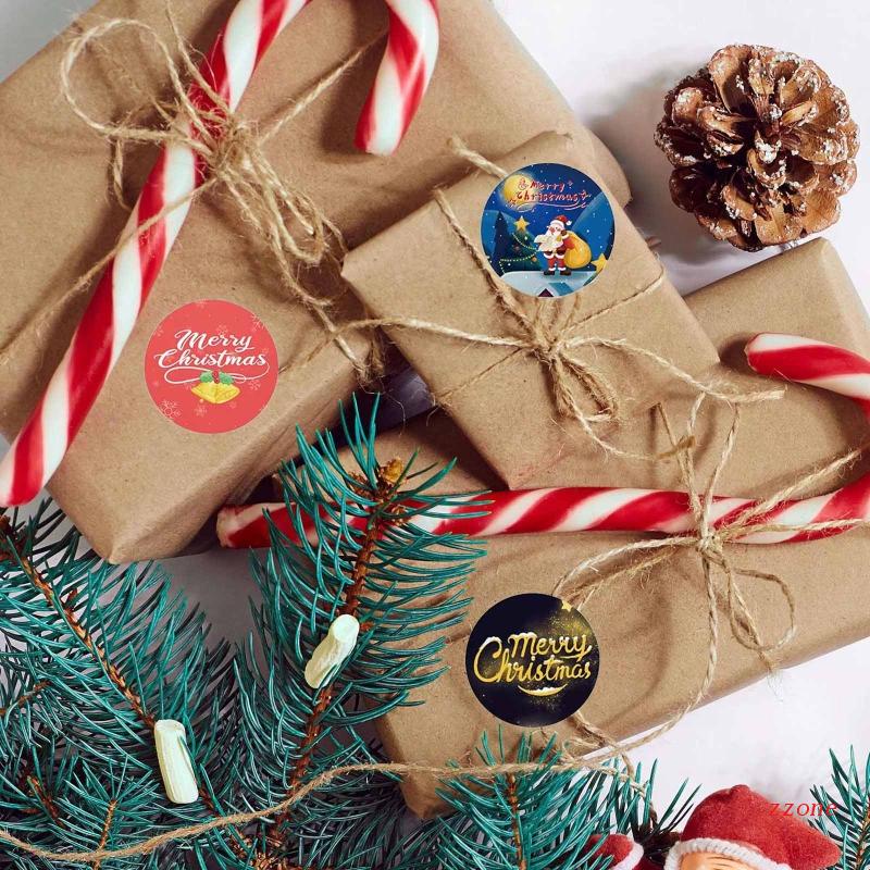 500 Pcs / roll Stiker Label Segel Desain Santa Claus Merry Christmas Untuk Alat Tulis Amplop