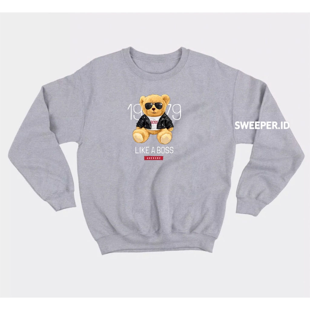 SWEATER CREWNECK TEDDYBEAR LIKE A BOS BAHAN FLEECE BAHAN FLEECE