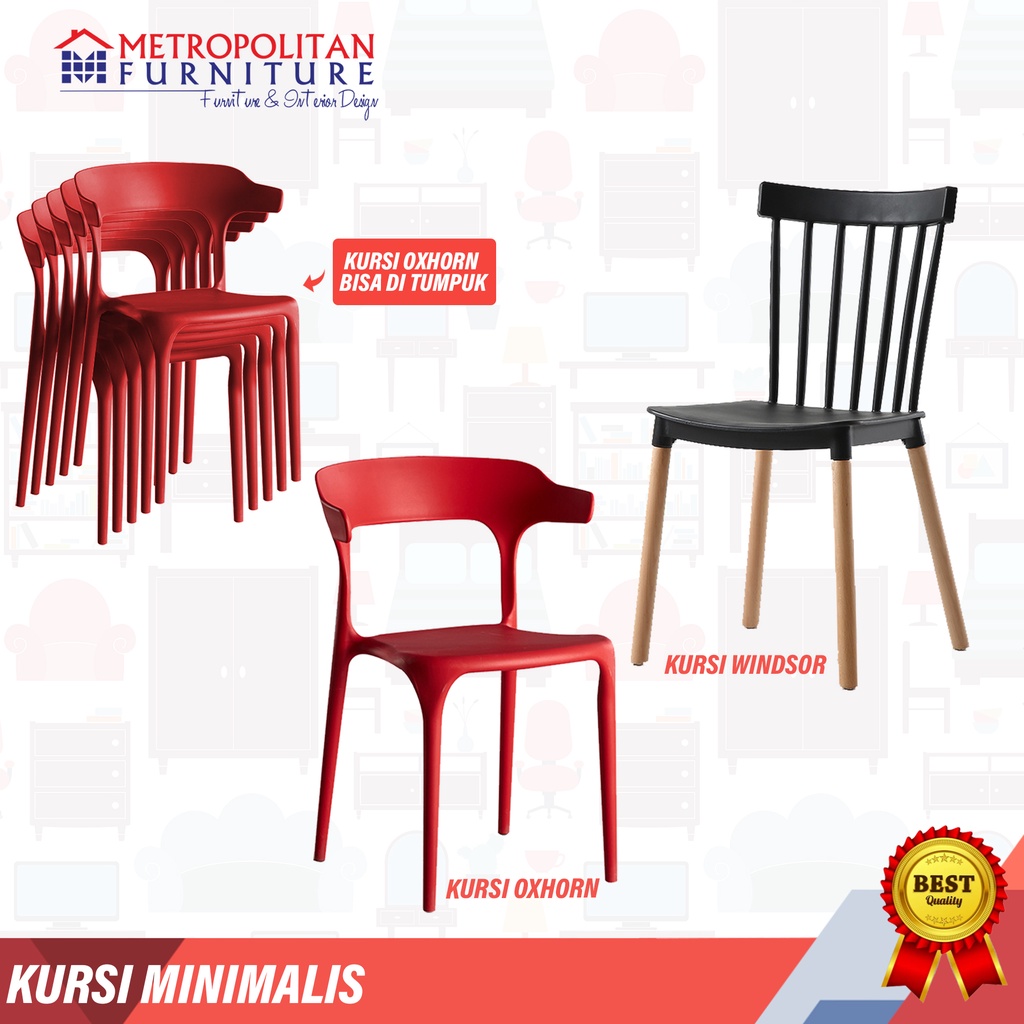 Kursi Makan Cafe Mee Do Plastik Minimalis Scandinavian Windsor Ox Horn