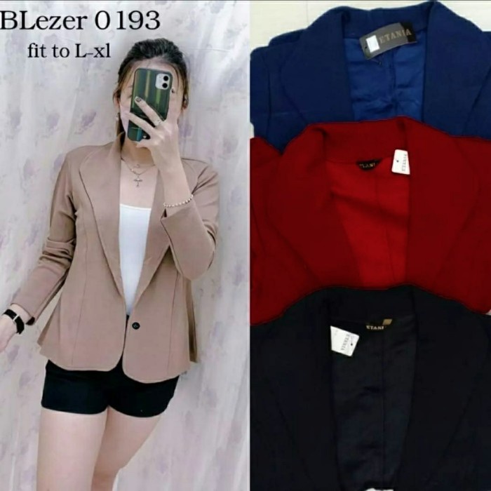 Blazer Wanita Korea Korean Style Polos Areta Kekinian