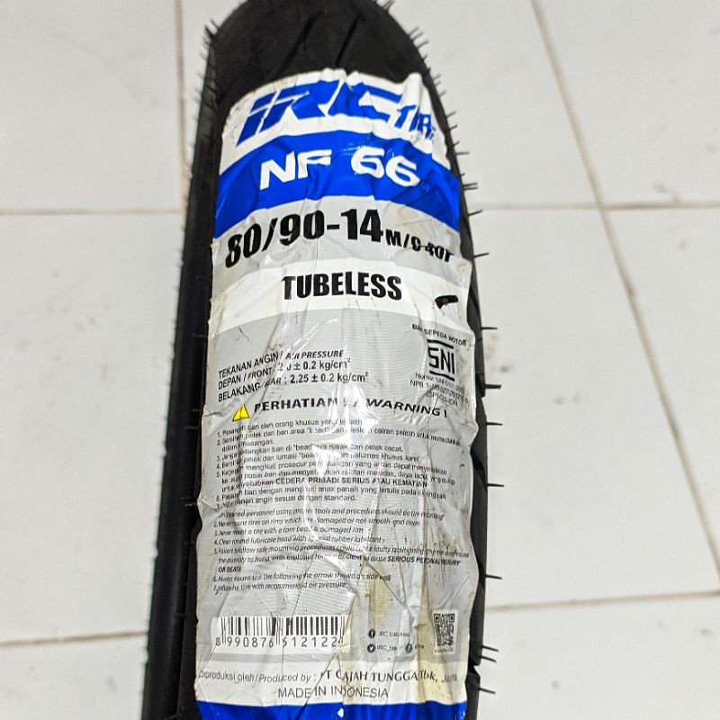 Ban Luar Tubeless IRC 80/90-14 NF66 Sepeda Motor