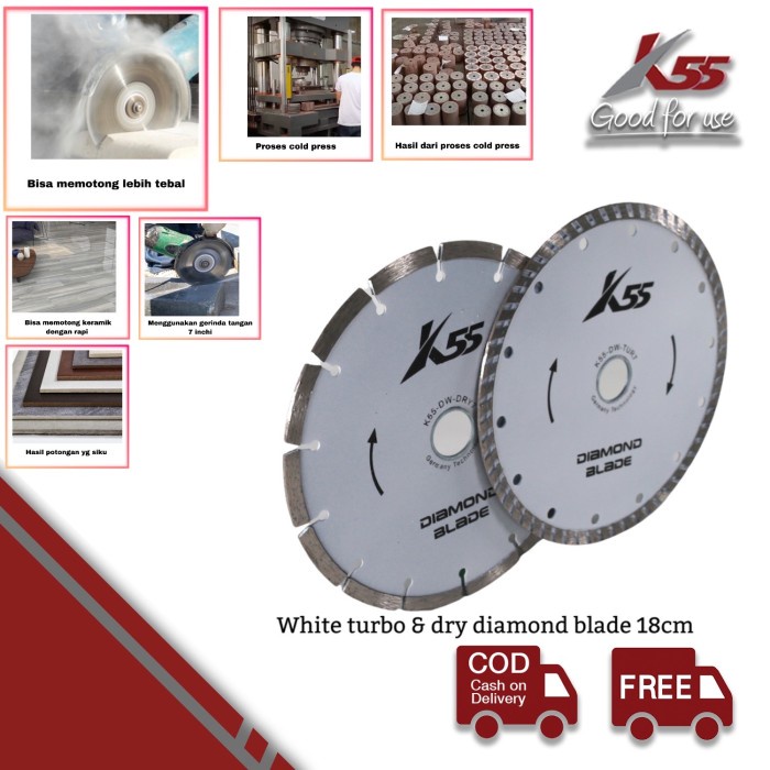 K55 Mata Potong Keramik 180Mm / White Diamond Blade 7"