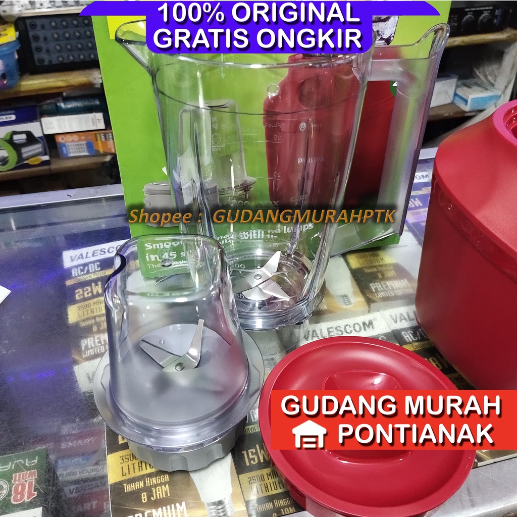 Blender Philips Original Pro Blends ASLI KUAT dan AWET HR2042 3000 Series Blender 290W Plastic / plastik WARNA MERAH