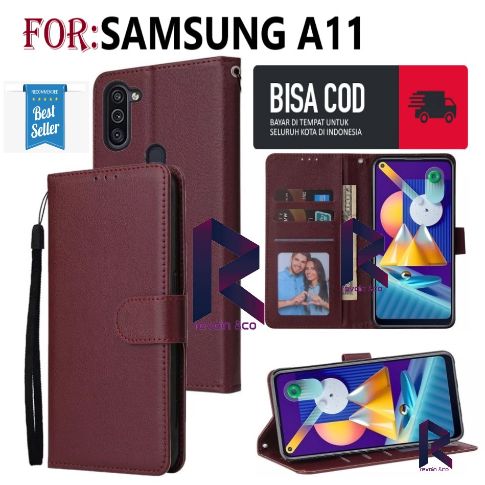 FLIP COVER SAMSUNG A11 FLIP WALLET LEATHER KULIT PREMIUM SARUNG BUKA TUTUP KESING HP FLIP CASE SAMSUNG A11