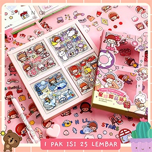Stiker 2D Tempel Lucu 1 Pak Isi 25 Lembar Planner Scrapbook Cute Aesthetic Sticker Dekorasi Design DIY Anti Air