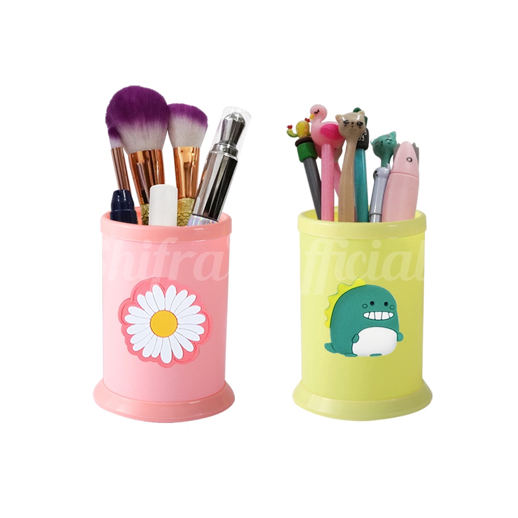 Shifra Tempat Pensil Pen Holder Silinder Bahan Silicon DIY Yellow Pink Blue Green