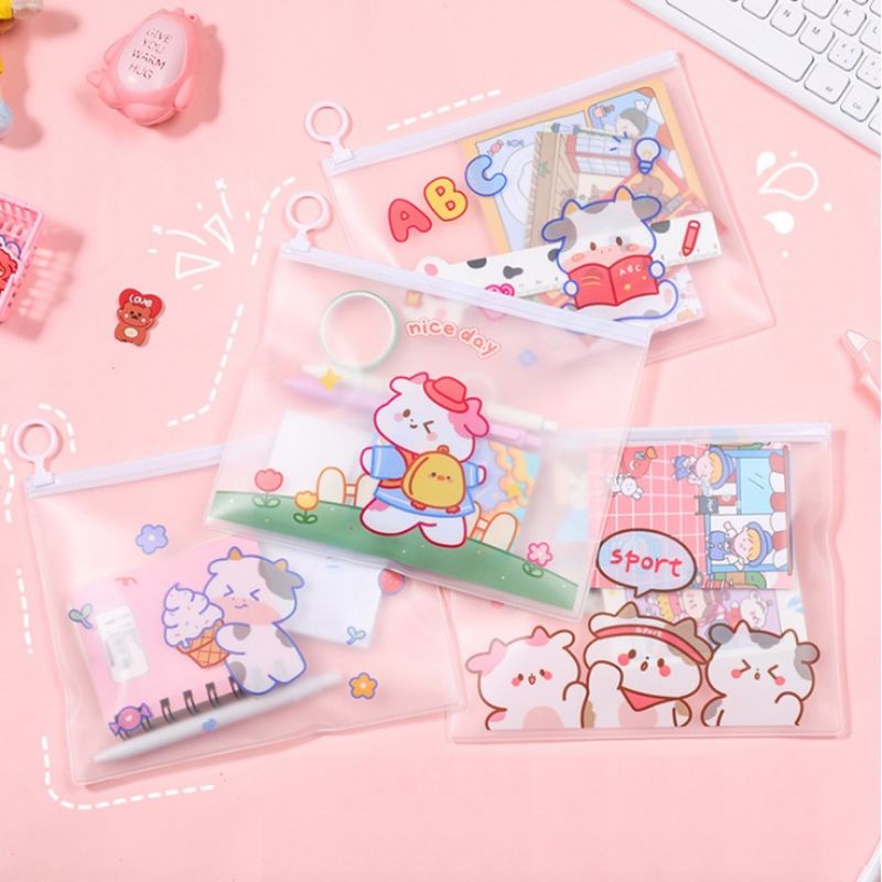 

BluePink Pouch Zip Lock Kosmetik Transparan Motif Dino Tas Kosmetik Karakter Cute Bear Rabbit ZipLock Plastik Zipper Lock Alat Tulis ATK Murah Import