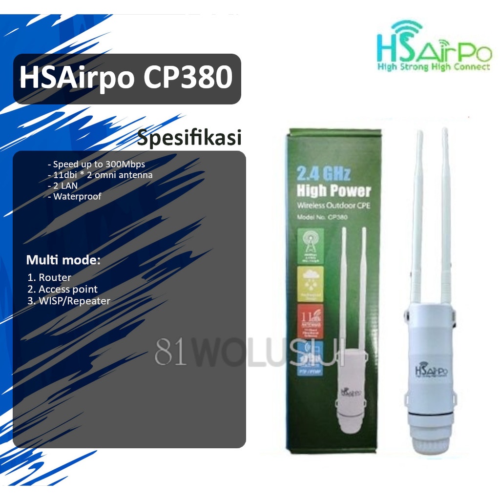 HSAirpo CP380 300Mbps Wireless N 2.4GHZ 2 * omni antena - outdoor