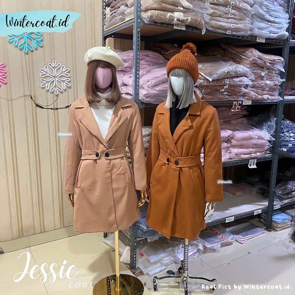 Jessie wool winter coat women big size brown mantel jumbo coklat cewek wanita import jaket jacket