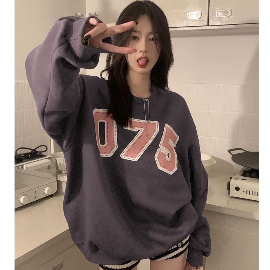 SWEATER OVERSIZE - 075 BASIC CREWNECK SWEATER OVERSIZE - SWEATSHIRT WANITA