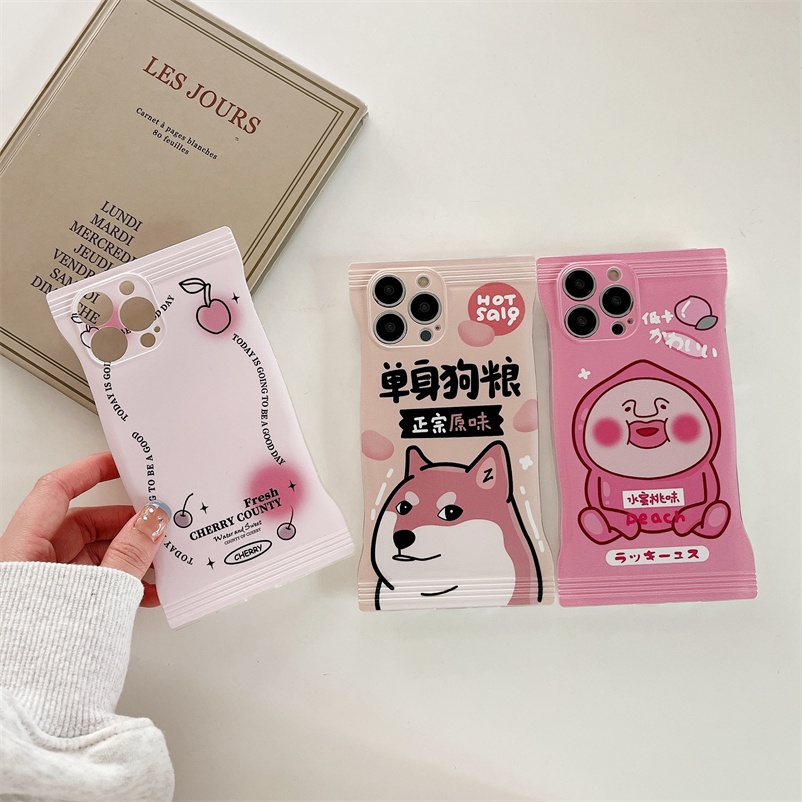 Casing Compatible for iPhone 14 13 12 11 Pro Max iPhone 8 7 6 6s Plus X Xs Max XR  SE 2020 Creative candy bag design Protective Shell Candy Solid Color Lens Protection Phone Case Anti-fall Protective Back Cover