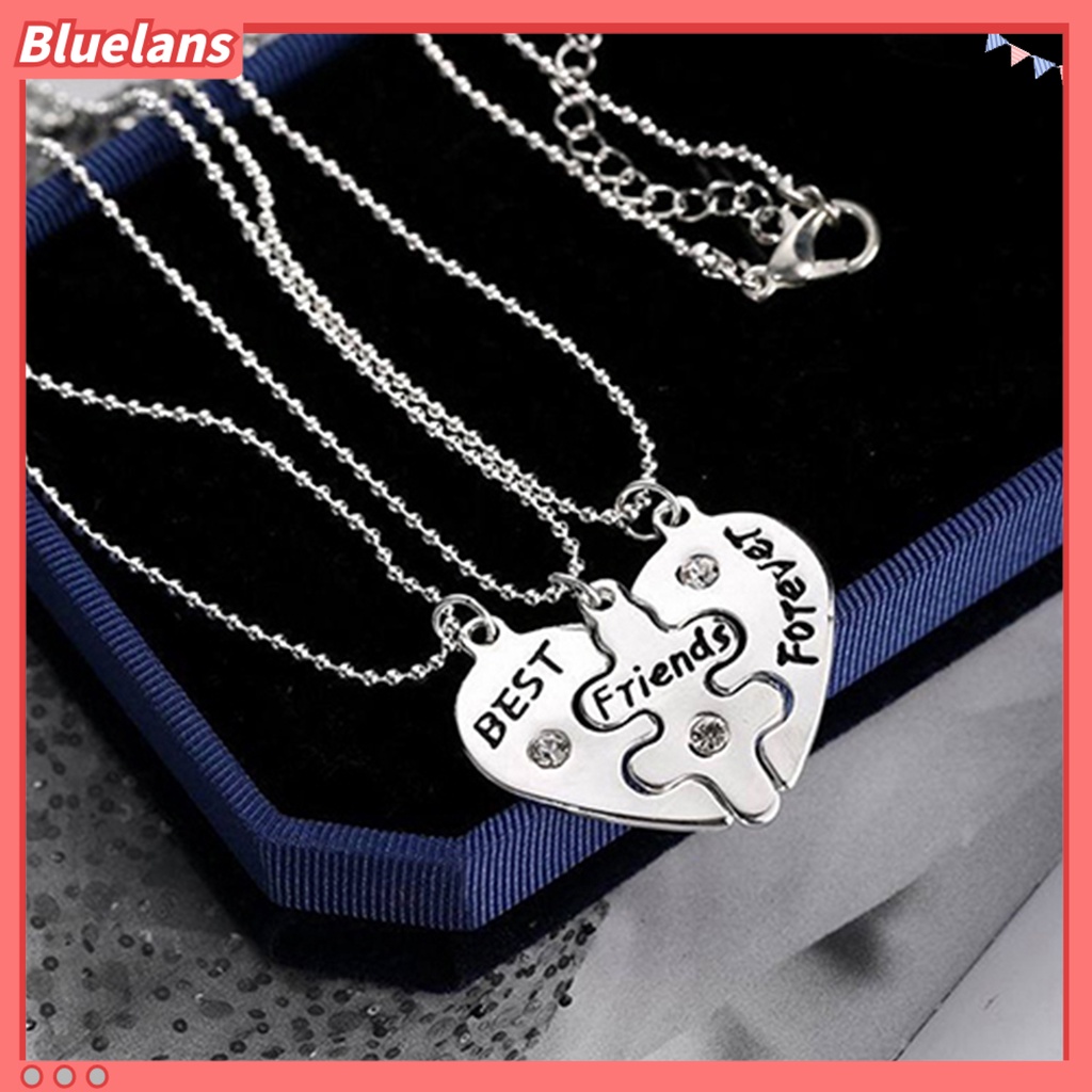 Bluelans 3Pcs Broken Heart Shape Carved Letters Best Friends Forever Chain Set