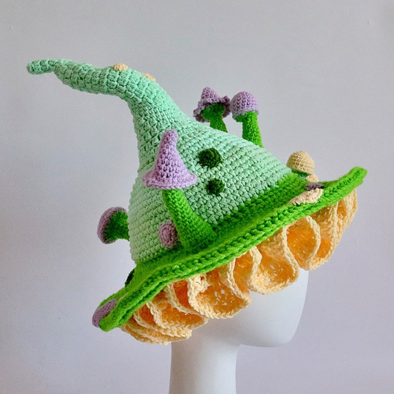 Topi Penyihir Bahan Rajut Untuk Kostum Cosplay Halloween