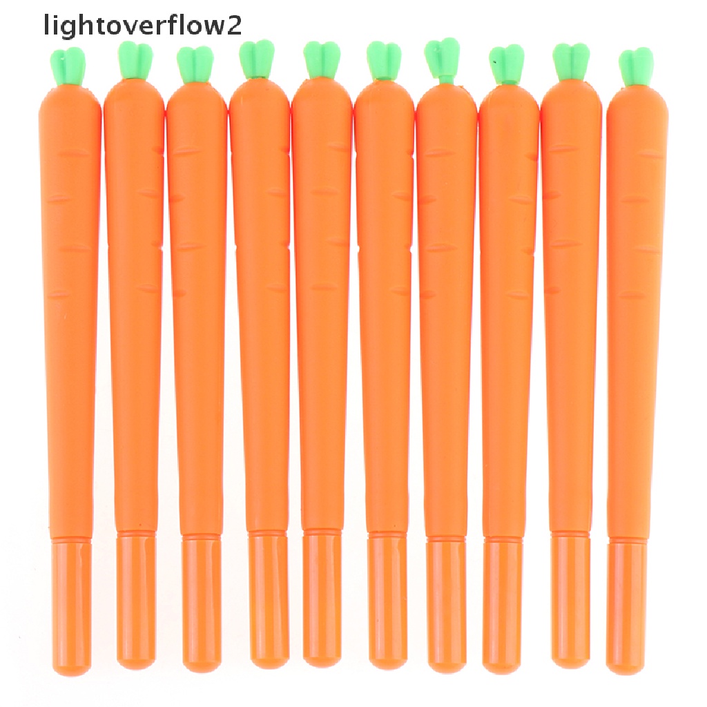 (lightoverflow2) 10pcs Pulpen Gel 0.5mm Tinta Hitam Dengan Hiasan Wortel (ID)