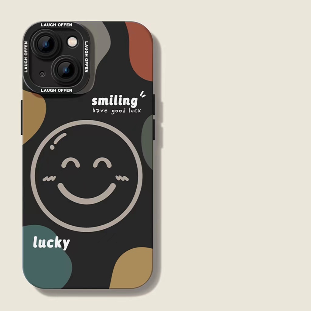 Ins Casing iPhone 14 14pro 14Plus 14prm 13 13pro 13prm 11 7Plus 8Plus Xr XS 12pro Max Motif Smiley Shockproof