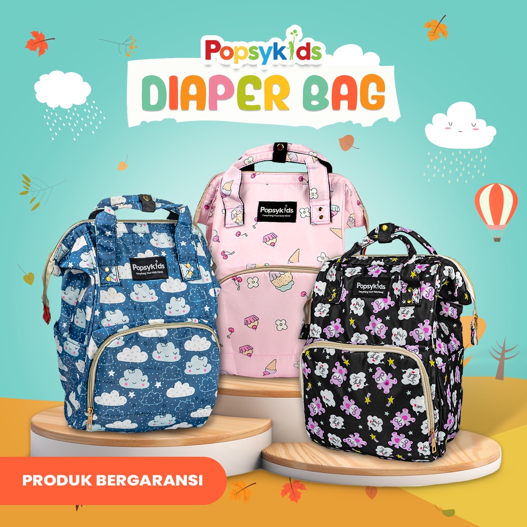 PopsyKids Multifunction Baby Diaper Bag - Tas Bayi Popok Multifungsi - Tas Perlengkapan Bayi Multifungsi