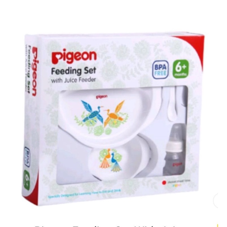 Pigeon feeding set with juice feeder for 6+