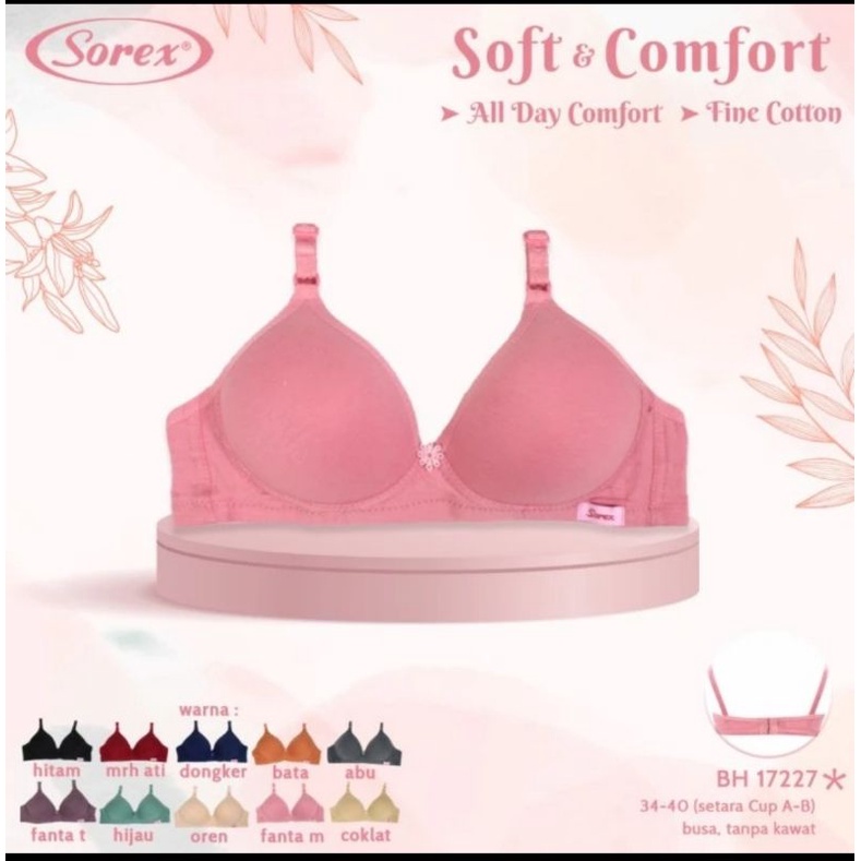 Bra sorex Soft dan Comfort 17227 ,Busa tanpa kawat