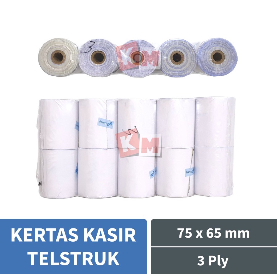 

Kertas Struk Kasir Telstruk Excelindo 75 x 65 mm 3 Ply NCR Roll 75x65