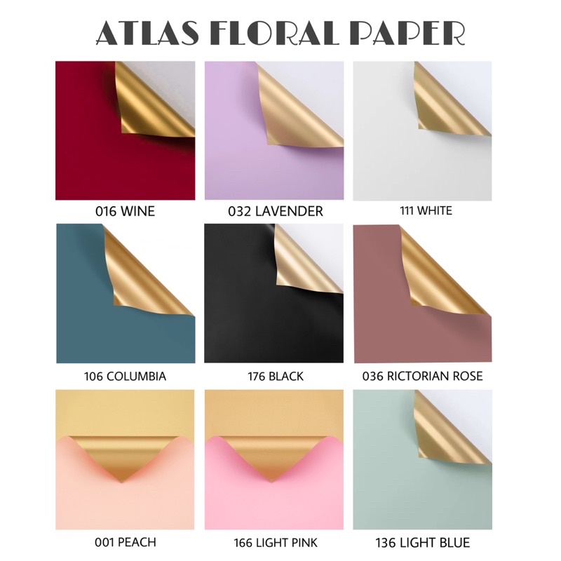 

[5 LEMBAR] Flower Wrapping Paper Bi Color Gold Cellophane Kertas Buket Florist
