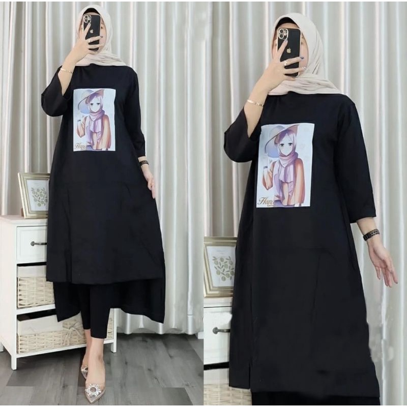 LONG DRESS TUNIK FITRI, BABYTERRY, GAMIS HIJAB MUSLIM, LONG DRESS TUNIK MAXY