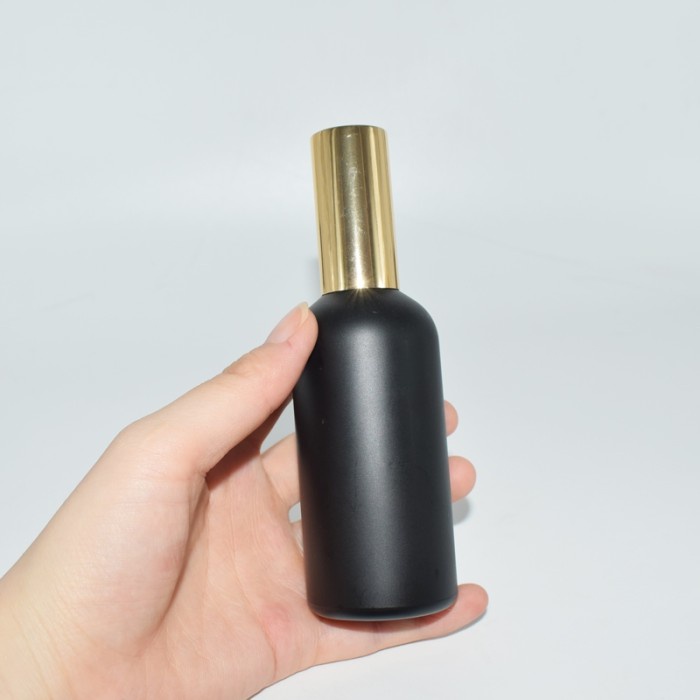 Receptacle Botol Kaca Hitam Spray Almunium Gold 50Ml