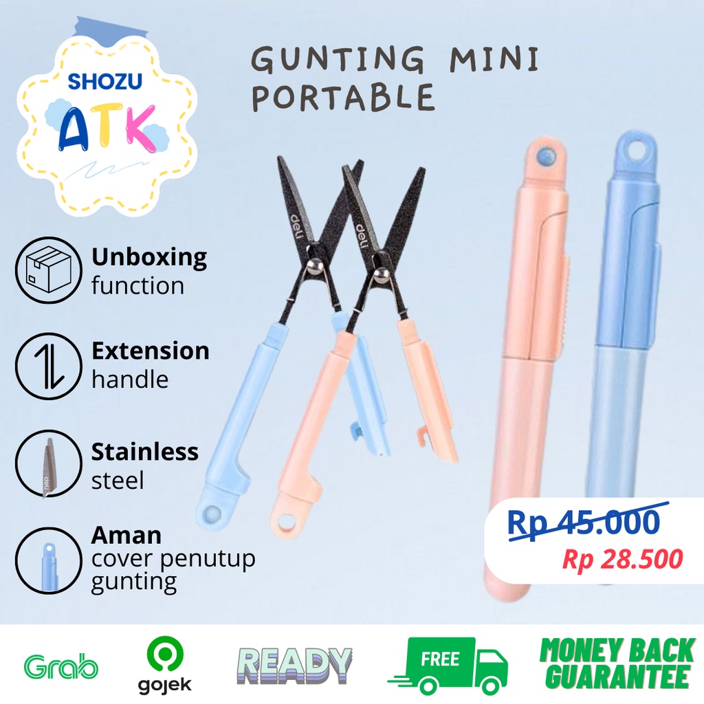 

Deli Gunting Portabel Kecil Mini Lipat Dengan Penutup Portable Scissors