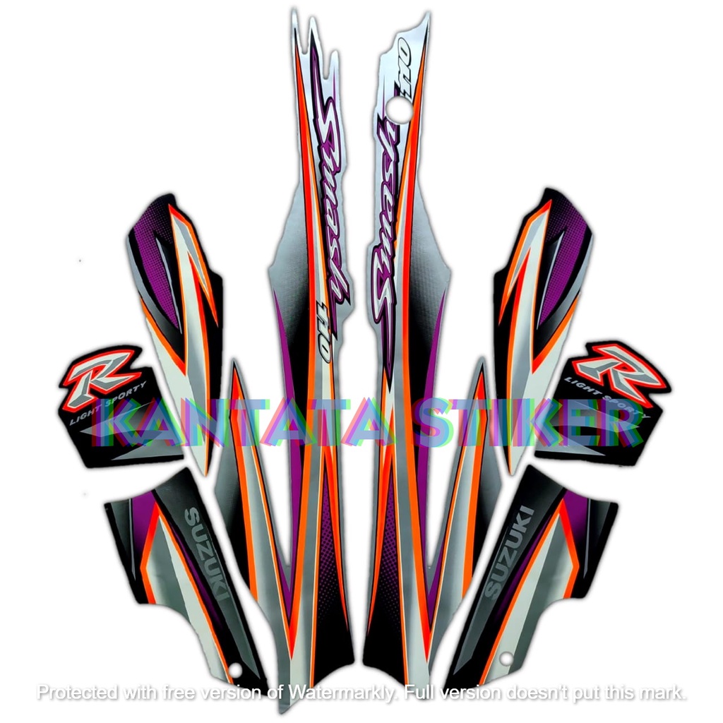 Stiker Striping Motor Suzuki Smash 110 2005 Silver-Hitam