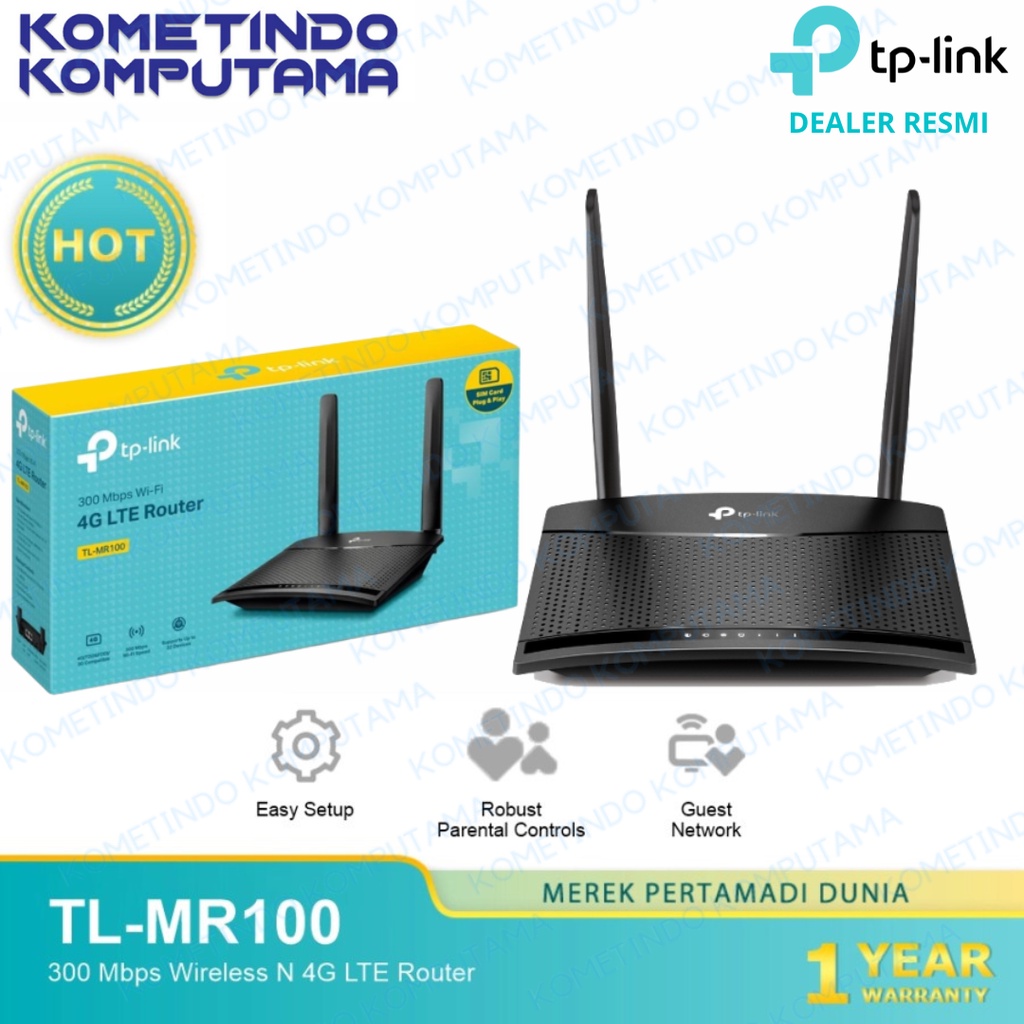 TP-LINK TL-MR100 Wireless Router N 4G LTE Micro SIM Card 300Mbps - Garansi Resmi ORIGINAL 100% TPLINK