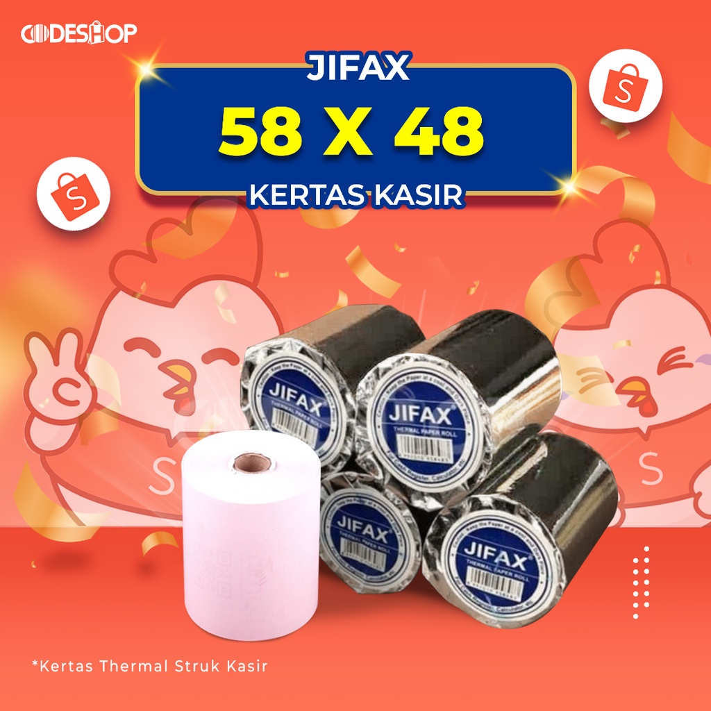 

Kertas Thermal Ukuran 58 x 48 mm Merk JIFAX 58x48