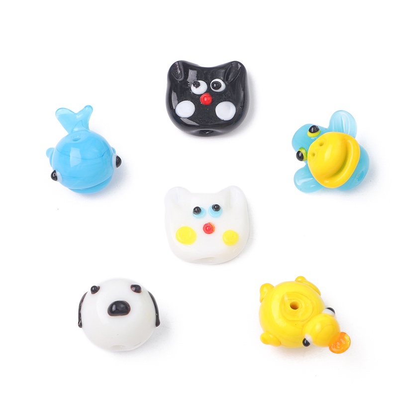 1pc Fancy Lucu Buatan Tangan Lampwork Manik-Manik Kaca Anjing Paus Biru Bebek Kucing Monyet Pesona Liontin Untuk DIY Gelang Perhiasan Kerajinan Membuat