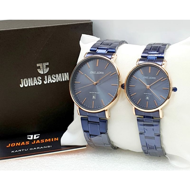 Jam Tangan Coupel Jam Tangan Jonas Jasmin Stainliss Steel Rantai Pria Wanita Sepasang