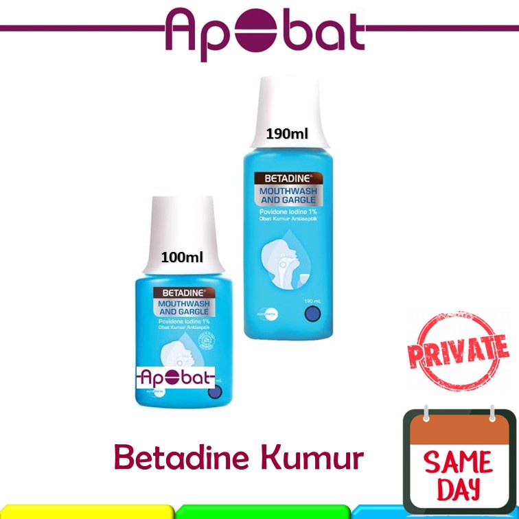 - ApObat - Betadine Obat Kumur Gargle Antiseptik Gargel Betadin 100 190 ml Sakit Gigi Mouthwash Mout