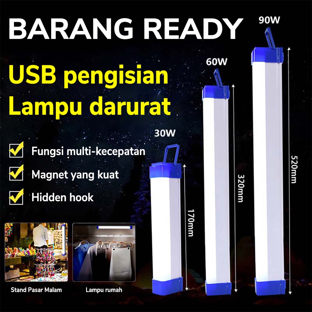 Lampu emergency LED Super terang 30W 60W 80W bisa tempel / di gantung / lampu darurat / lampu belajar / lampu camping / lampu portable