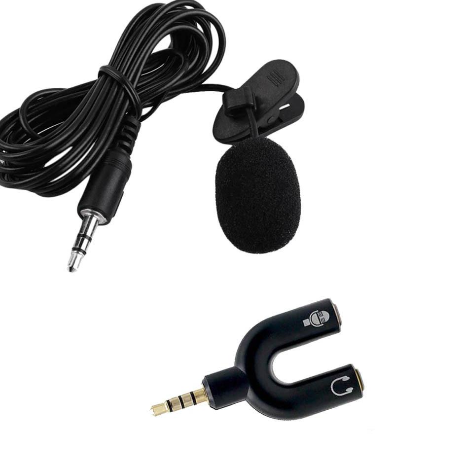 Keren abis--TripodTongsis - Microphone Mic + Audio Splitter Mic Clip On 3.5 Jack