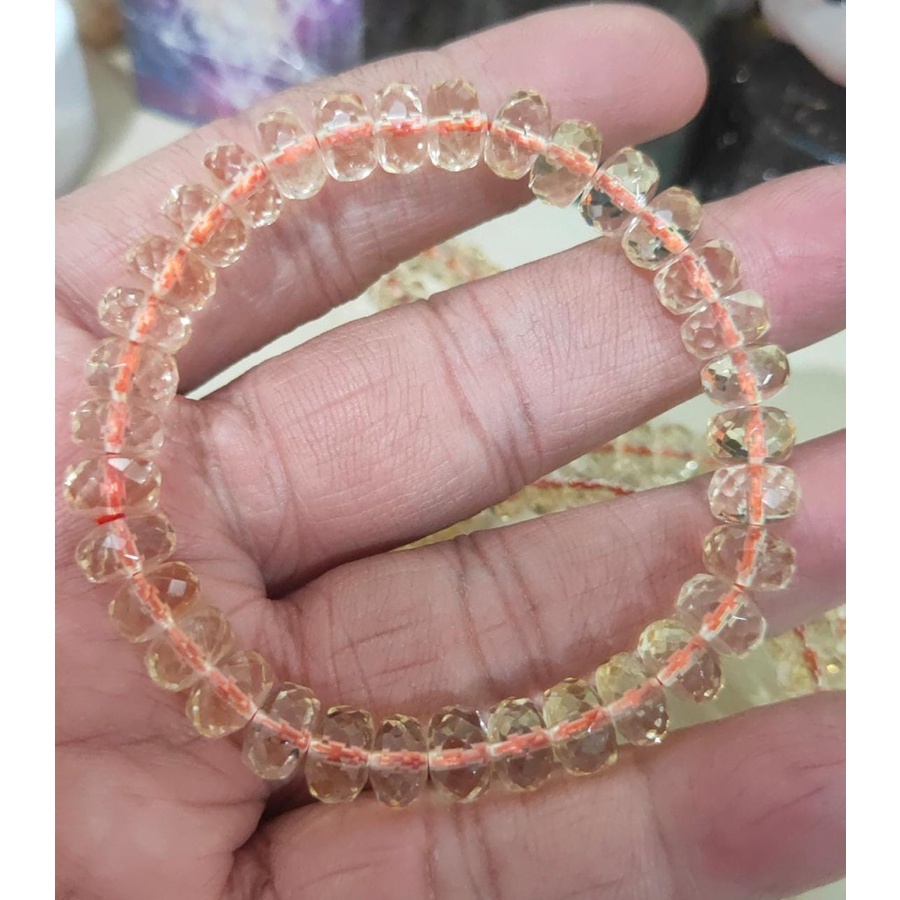Bracelet / Gelang Citrine Rondelle Faceted (5-6*8-9mm bead)