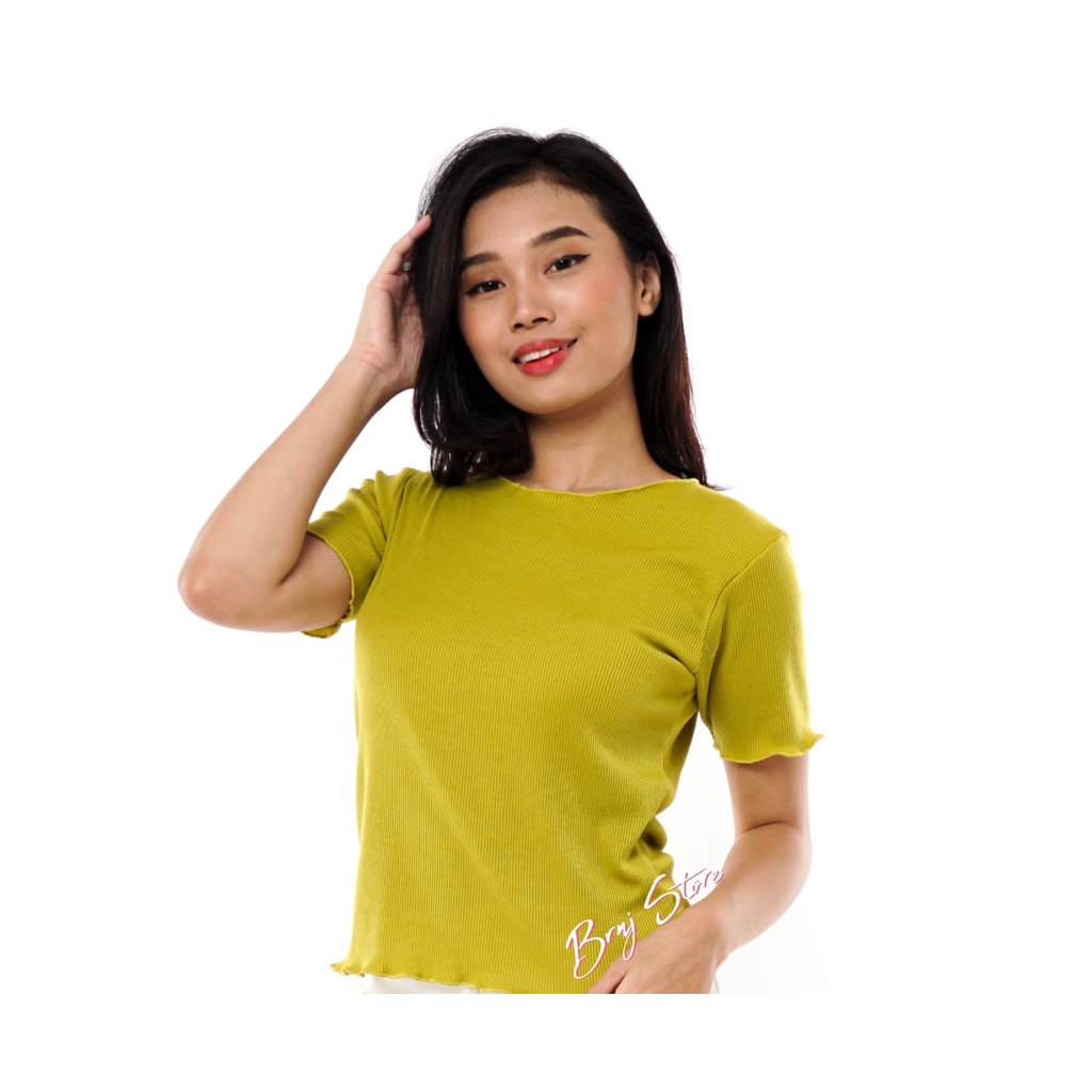 Atasan Kaos Wanita Lengan Pendek Terbaru Kekinian Viral Baju Rib Rajut Inner Ala Korea Style Polos