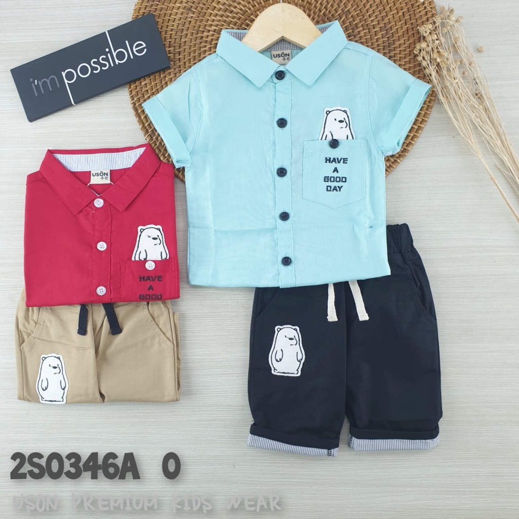 baju setelan kemeja anak bayi / uson sco259