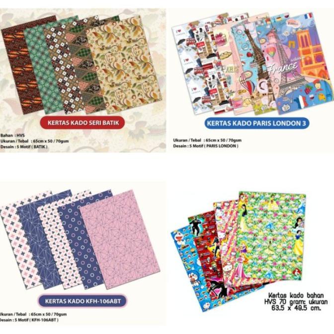 

FREE BUBBLE WRAP DUS 50 Lembar Kertas Kado Aneka Motif Karakter 65 cm