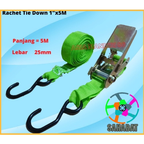 Rachet Tie Down 1&quot;x5M Tali Pengikat Barang Motor YUKIDO