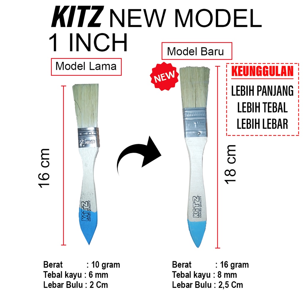 Kuas Cat 1 inch Kitz 611 murah jakarta / kuas cat tembok atau kayu perlusin