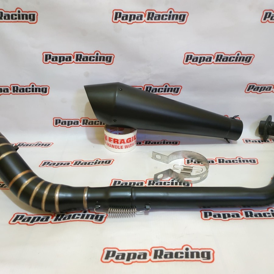 Knalpot Racing Custom Black Doff Fullset SCORPIO CB150R BYSON R15 FU