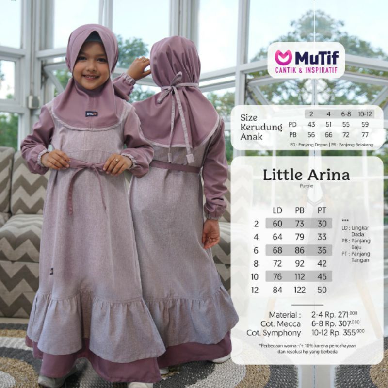 Mutif Sarimbit Arina Radiant Purple Laven Mutif Arina Little Arina Mutif Man Adrian Cakra Baju Muslim Gamis Sarimbit Keluarga Family Series Lebaran Terbaru Ori Set