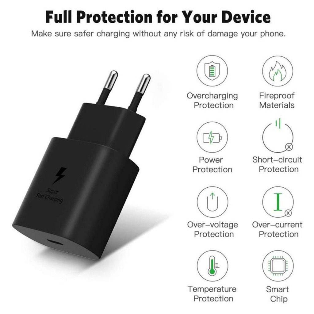 PROMO Batok Casan Charger TC Tipe-C SAMSUNG C ke C 25W PLUS Packing Fash Charging Adaptor Charger Samsung 25 Watt batok original Super Fast Charging - PD 25W Type C to USB C for A33 A53 A73 A52s S22 S21 S20 Note 20 10