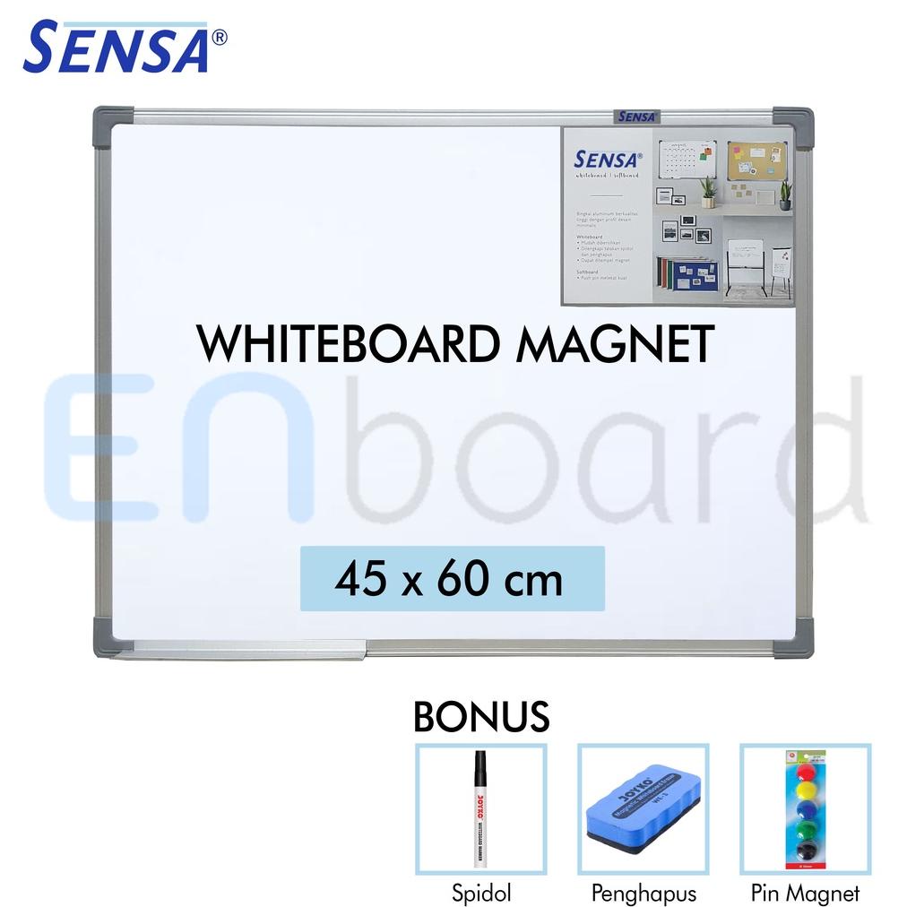

PRODUK- PAPAN TULIS WHITEBOARD / WHITE BOARD GANTUNG MAGNET SINGLE FACE SENSA 45 X 60 CM .